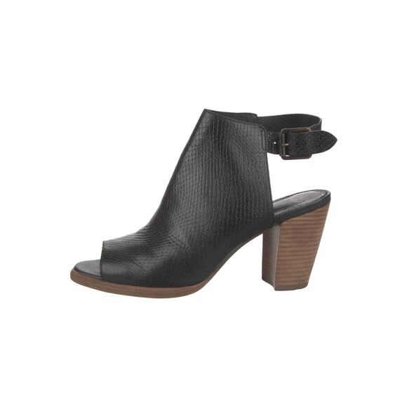 UGG AUSTRALIA Audrey Snakeskin Embossed Leather Peep Toe Block Heel - 8.5 - Picture 2 of 6